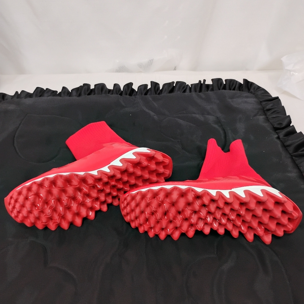CHRISTIAN LOUBOUTIN Red SHARKY SOCK Flat Sneaker SZ 7.5 - Picture 10 of 13